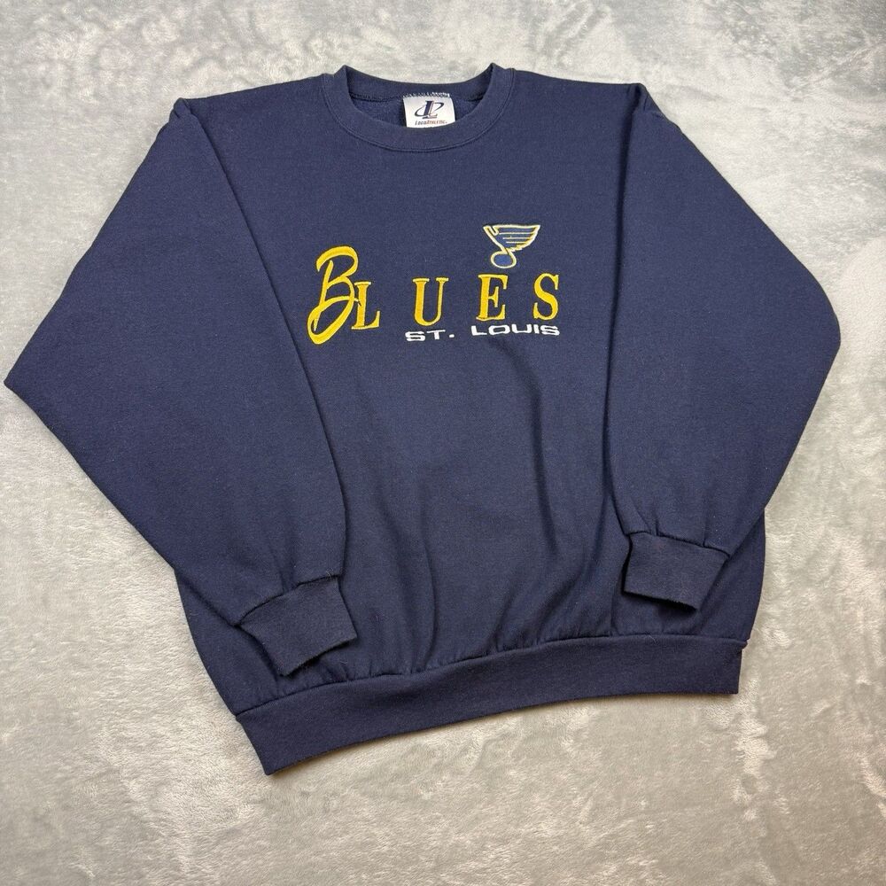 Vintage St. Louis Blues NHL Logo Athletic Embroidered Crewneck Sweatshirt Large
